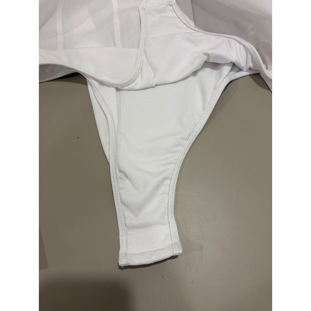 Donna Karan Bodysuit L White Button Down Long Sleeve Collard Minimalist Luxury - Picture 8 of 8